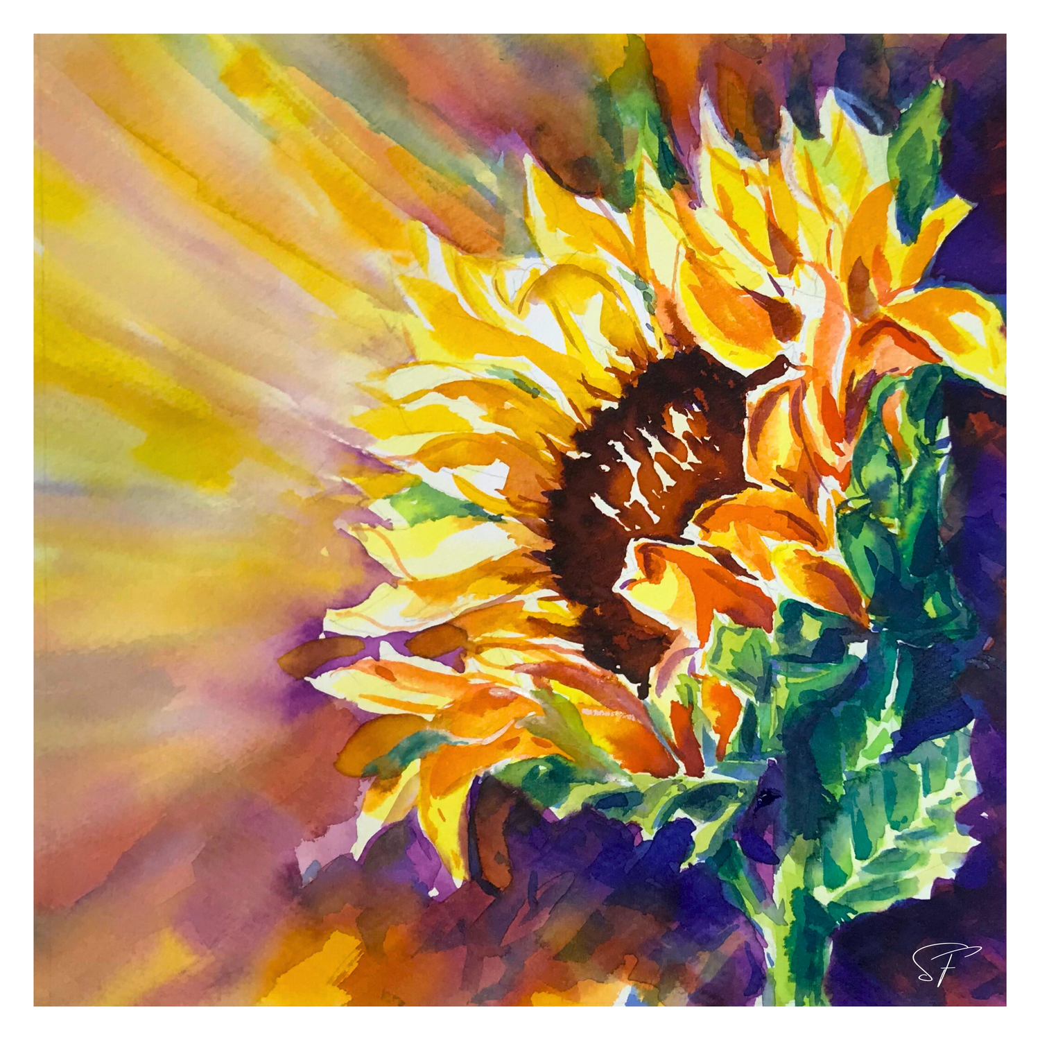 Vibrant bold Sunflower art print singing a unique melody of joy